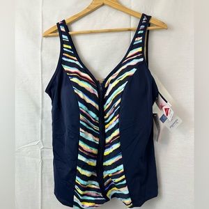NWT swimsuits for all tankini navy top size 18
